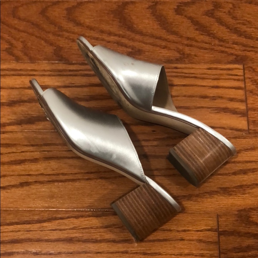Silver heeled mules size 8.5 brand 14th and union